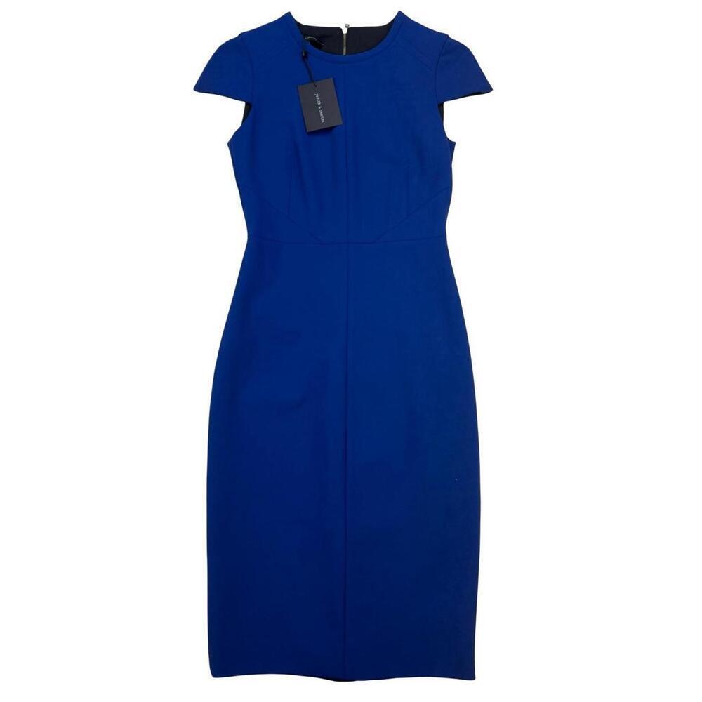 Juidth & Charles Moss Sheath Dress Below Knee Sapphire Blue Size US 0